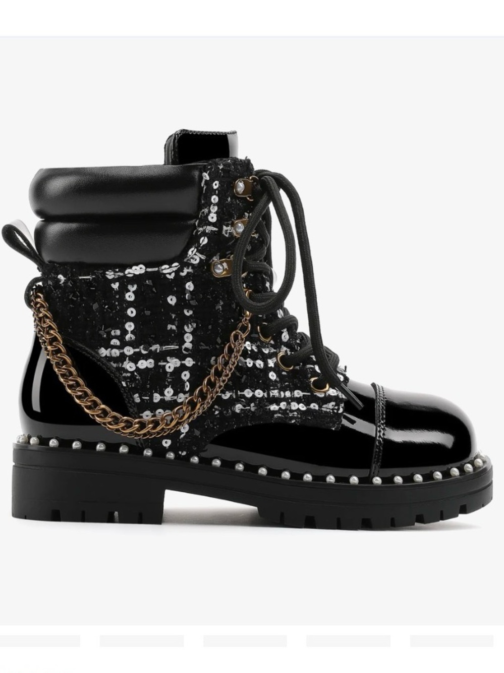 KURT GEIGER Chain Combat Boot . Sizes : 30,31,34 . New !!!